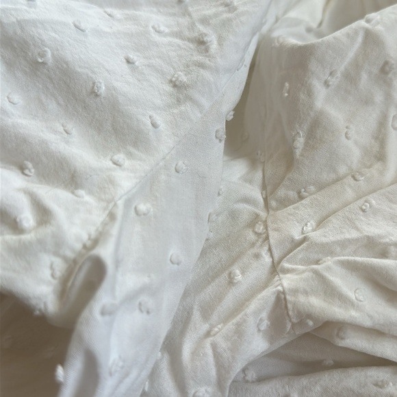 Zara White Swiss Dot Bubble Sleeves Ruffle Hem Dress XS - Picture 8 of 8